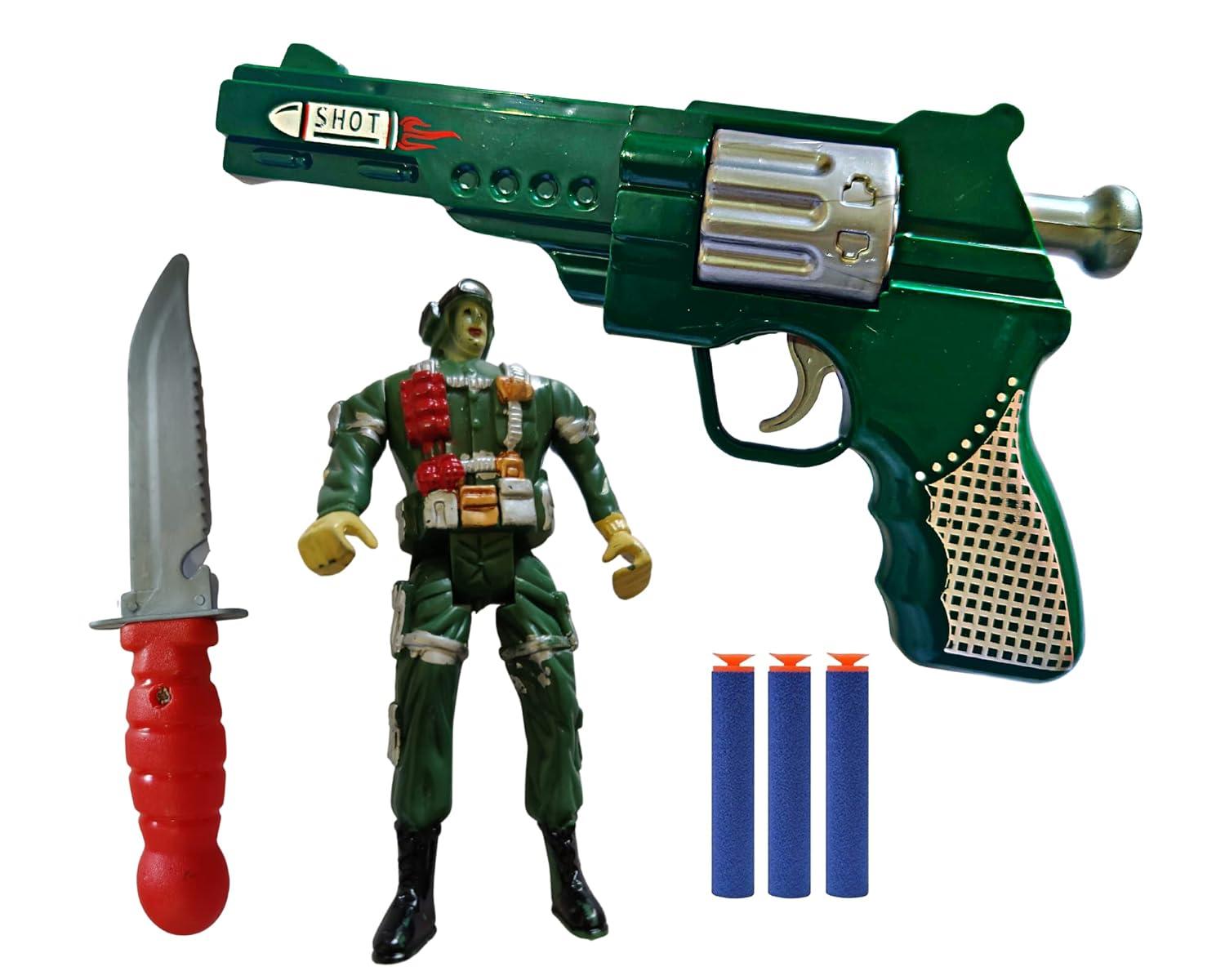 Mini Soft Blaster Manual Soft Bullet Shooting Toy with 3 Safe Foam Bullets for Kids, Safe and Long Range Shooting Gun - Multicolour