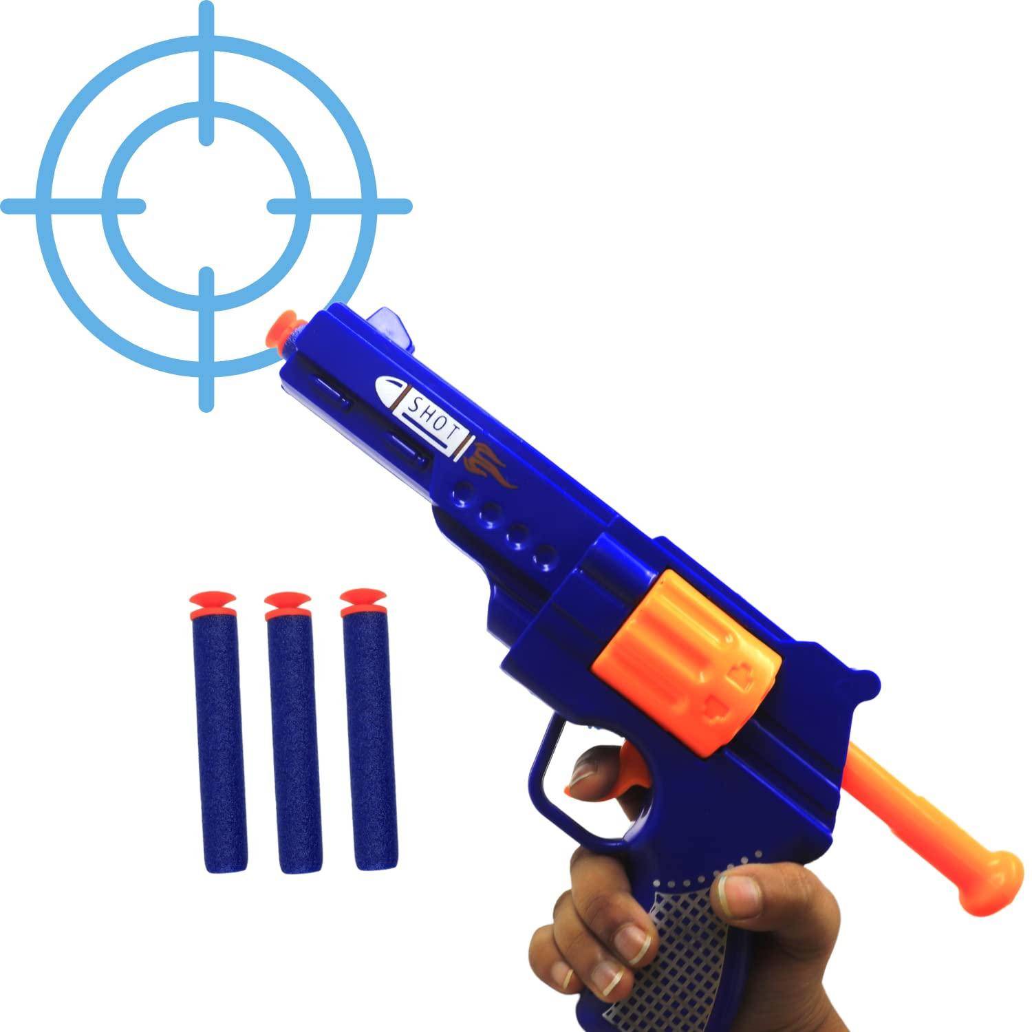 Mini Soft Blaster Manual Soft Bullet Shooting Toy with 3 Safe Foam Bullets for Kids, Safe and Long Range Shooting Gun - Multicolour