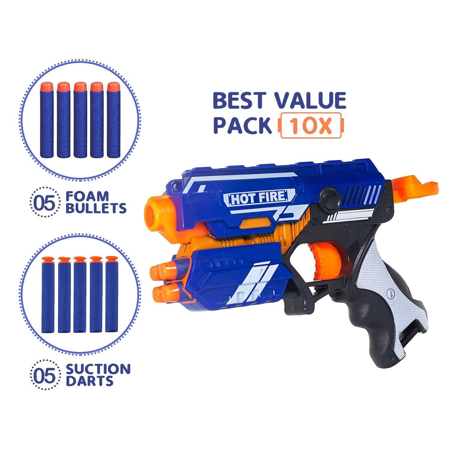 Blaze Storm Hot Fire Soft Bullet Gun Toy With 10 Safe Soft Foam Bullets