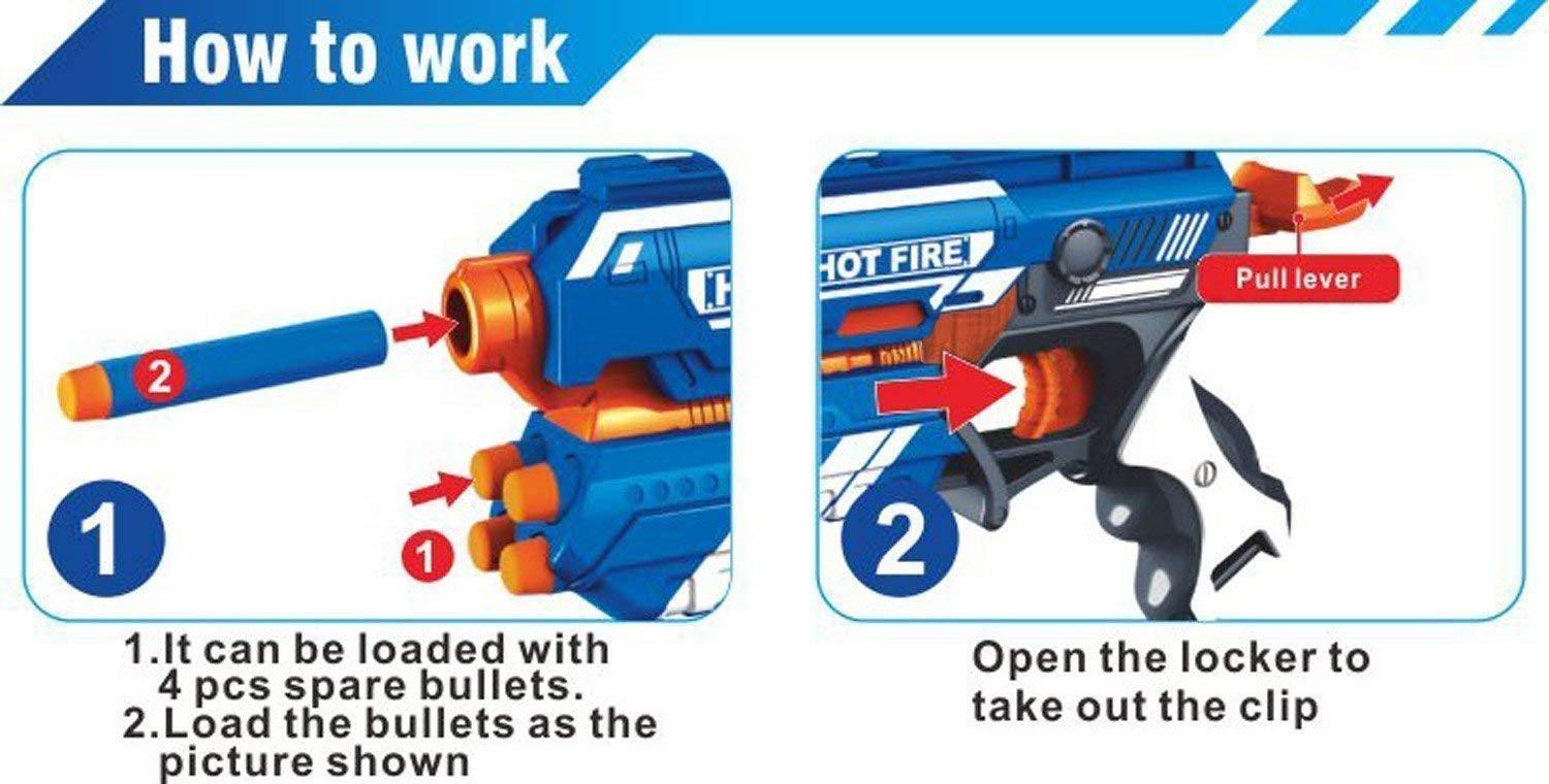 Blaze Storm Hot Fire Soft Bullet Gun Toy With 10 Safe Soft Foam Bullets