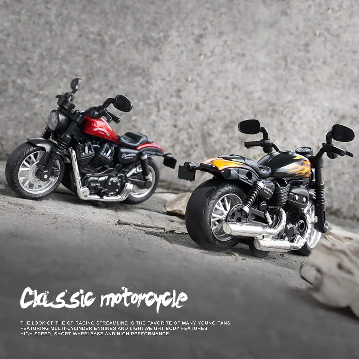 Die-Cast Metal 1:14 Scale Cruiser Motorcycle with Moving Handle & Pull Back Action (M1215- Blood Red)