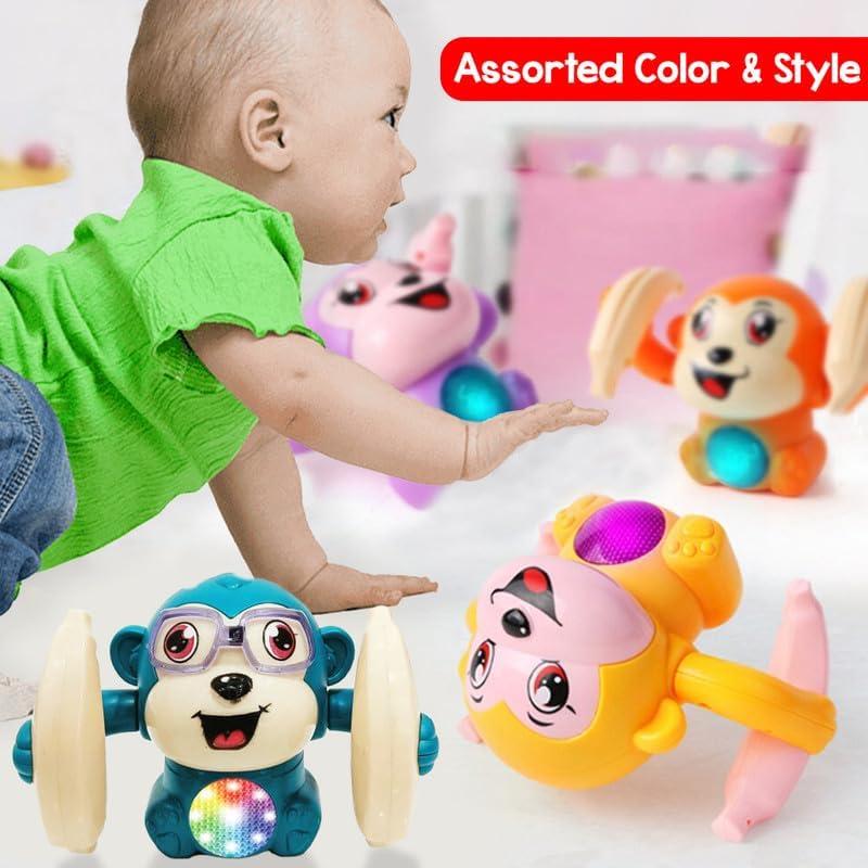 Rolling Banana Monkey Toys with Voice/Touch Sensor On Dancing Monkey Dancing Toy for Kids Rolling Electric Monkey for Children Doll Tumble Monkey Toy with Sound&Light Effects - Multi Color