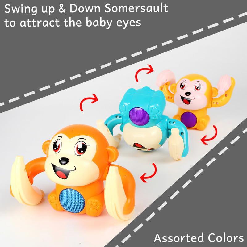 Rolling Banana Monkey Toys with Voice/Touch Sensor On Dancing Monkey Dancing Toy for Kids Rolling Electric Monkey for Children Doll Tumble Monkey Toy with Sound&Light Effects - Multi Color