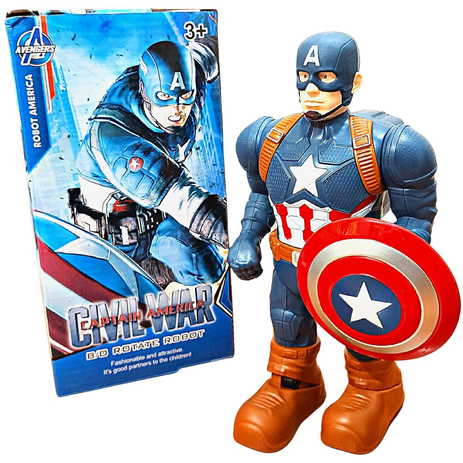 Captain Super Robot Toy with Lights, Sound and 360 Rotation Function