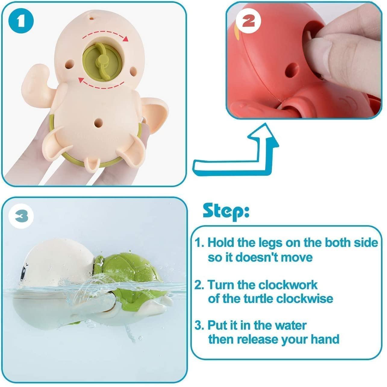 Wind Up Toys 3 Pcs Swimming Duck Turtle Crocodile Penguin Bath Tub Toy for Kids