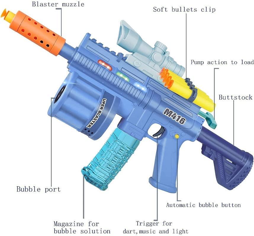 3 in 1 Soft Bullet Blaster Toy Gun with Bubble Maker & Light Music Blaster Gun Guns & Darts  (Blue)
