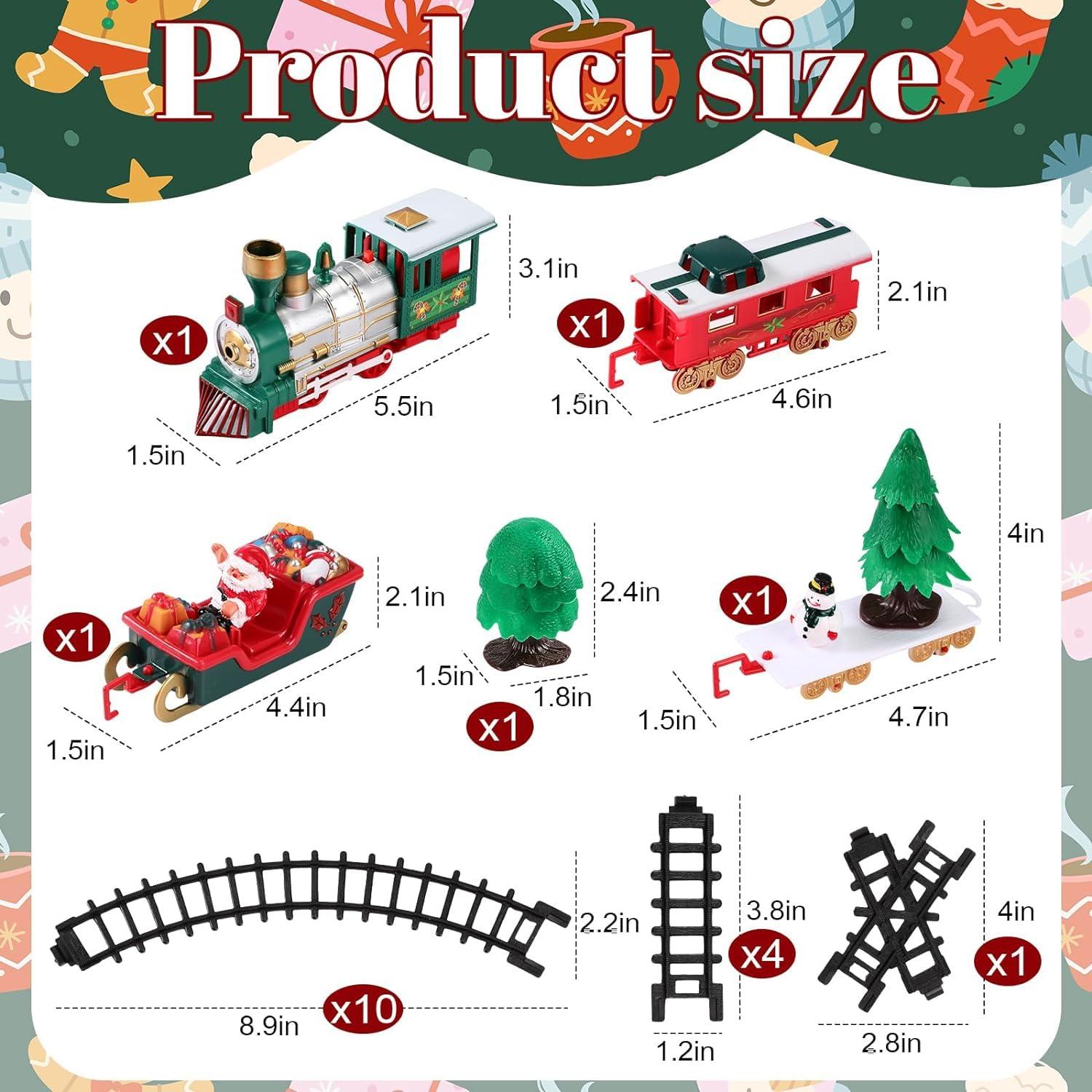 Kidoyz Christmas Tree Music Train Set, Xmas Sounds Light Locomotive, 22pcs Electric Engine Railway Track Playset, Kids Gifts Express Cargo Toy Rail, Snowman Carriage Santa Clause Sleigh