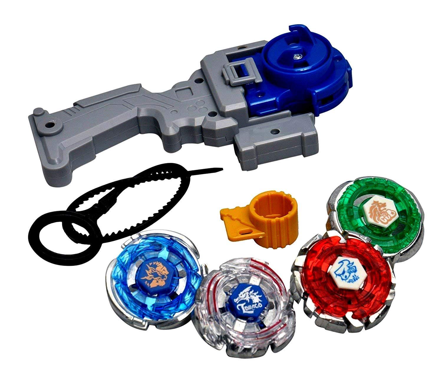 8 in 2 Metal Spinning Tops Combo with Stadium Set and 3 Launchers (8 Tops, 3 launchers, 1 Stadium) (MultiColor) Toy