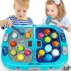 Whack Mole Game for Toddlers, Hammering Game for 3 4 5 6 7 8+ Year Old Boys Girls Child, Interactive Educational Toys with Sound and Light, PK Mode with 2 Hammers Best for Gift