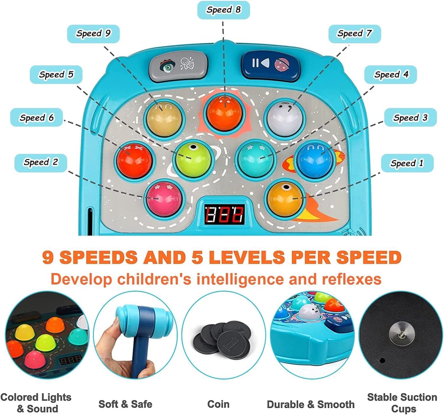 Whack Mole Game for Toddlers, Hammering Game for 3 4 5 6 7 8+ Year Old Boys Girls Child, Interactive Educational Toys with Sound and Light, PK Mode with 2 Hammers Best for Gift