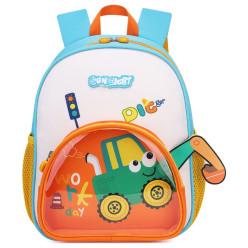 Kids School Bag For 3-6 Years Old Boys and Girls - Car Printed - Orange