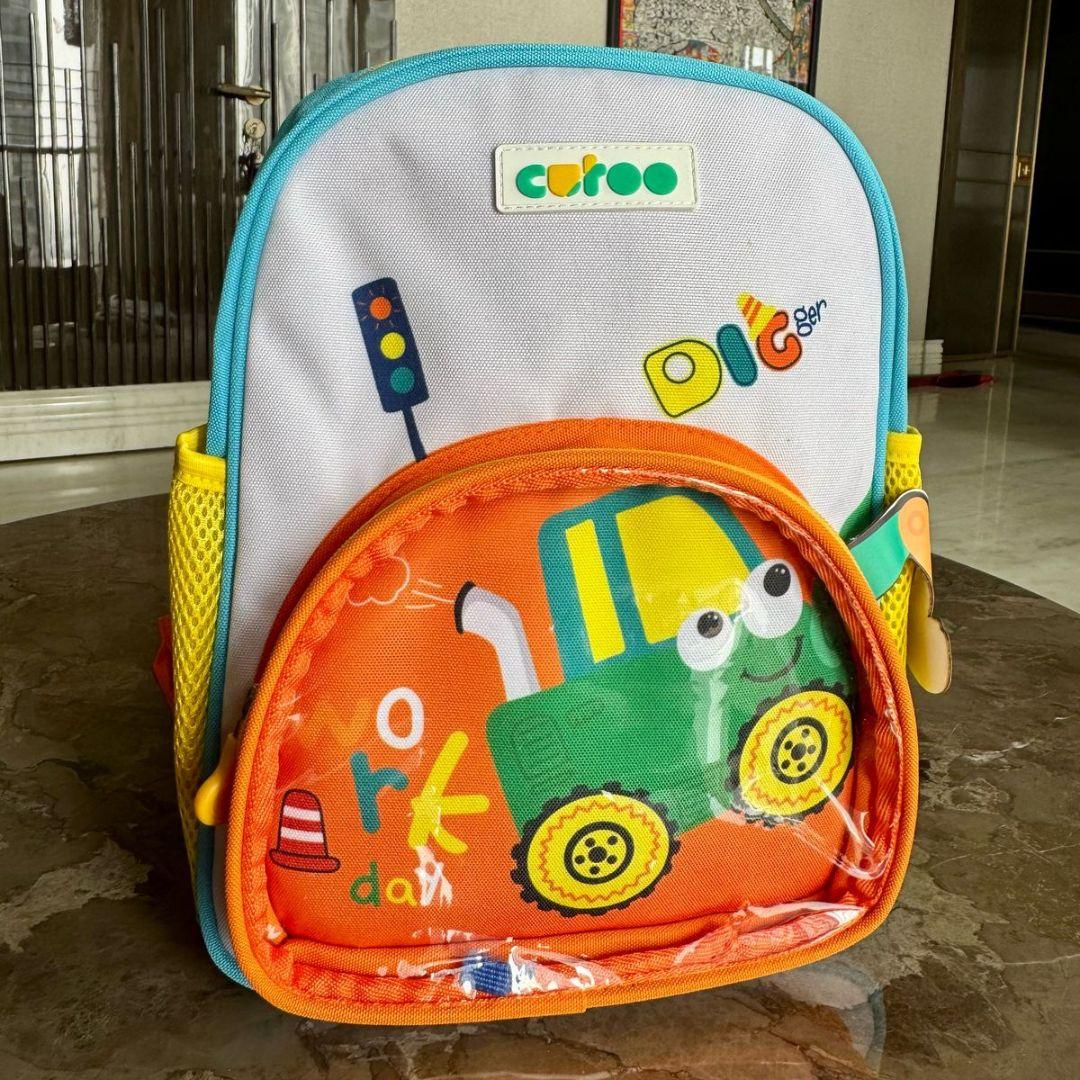 Kids School Bag For 3-6 Years Old Boys and Girls - Car Printed - Orange