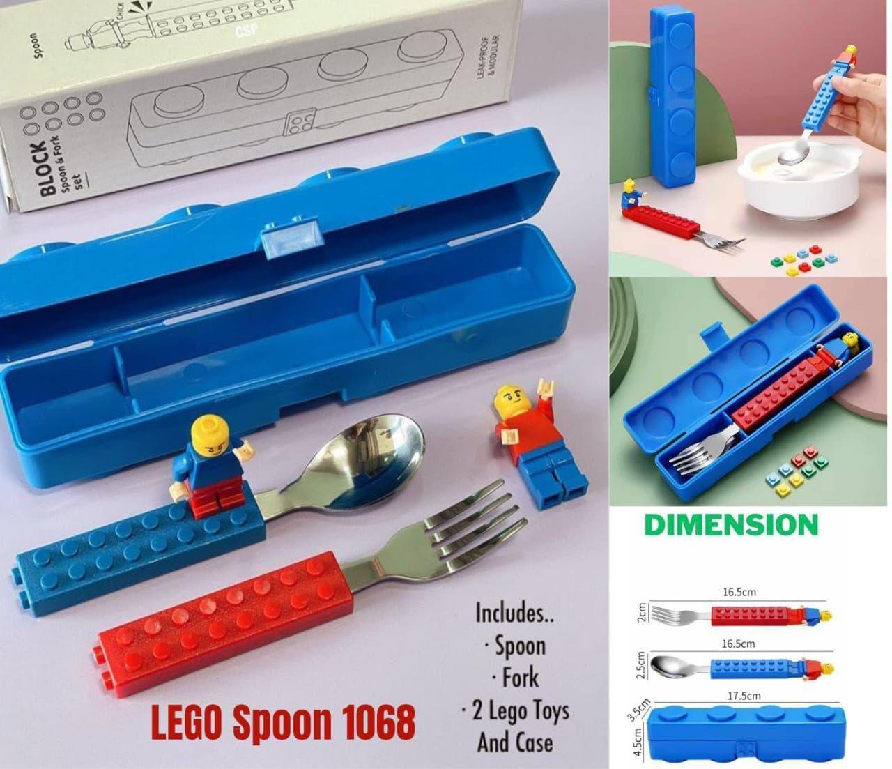 Building Blocks Theme Baby Feeding Stainless Steel Spoon & Fork Set for Kids