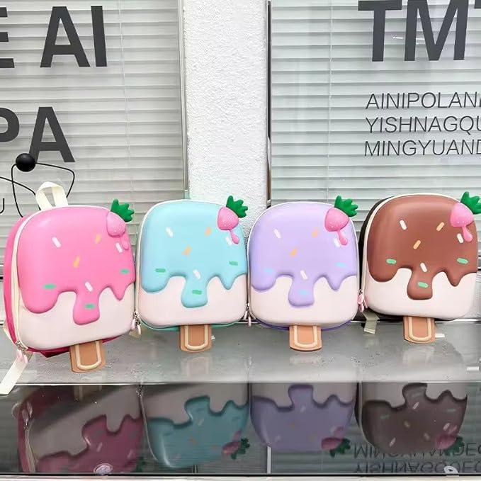 3D Ice Cream Hard Case Bags for Kids Bagpacks for Girls Toddlers for Kindergarten kids - [2 -8 Years] - Mix Color