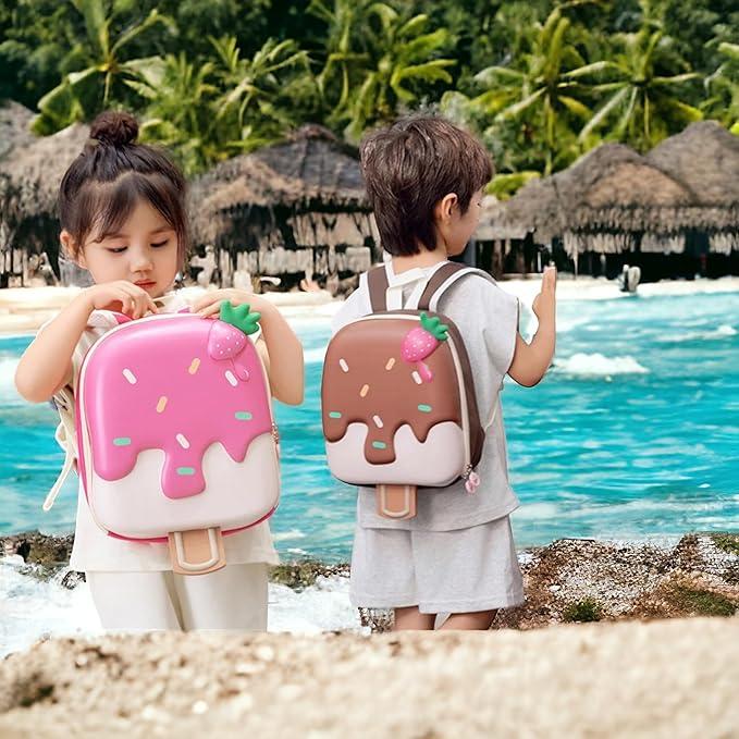 3D Ice Cream Hard Case Bags for Kids Bagpacks for Girls Toddlers for Kindergarten kids - [2 -8 Years] - Mix Color