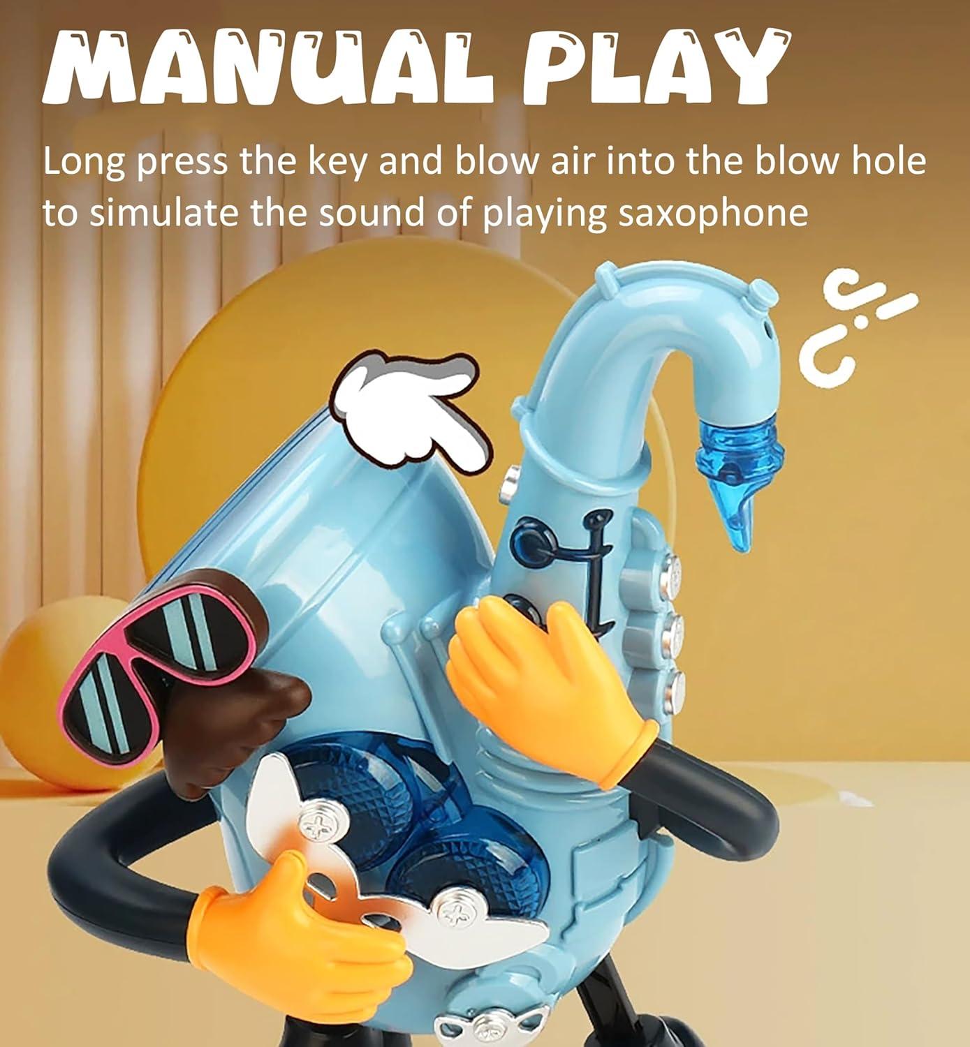 Battery Operated Musical Dancing Mr Rock Saxophone Toy for Kids with 3D Light Effects and Cool Music- Multicolor