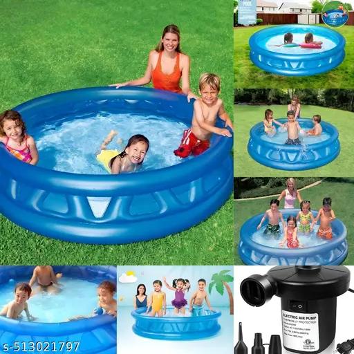 6Ft Soft Side Pool Bath Tub with Double Quick Air Pump for Kids Inflatable Big Swimming Pool