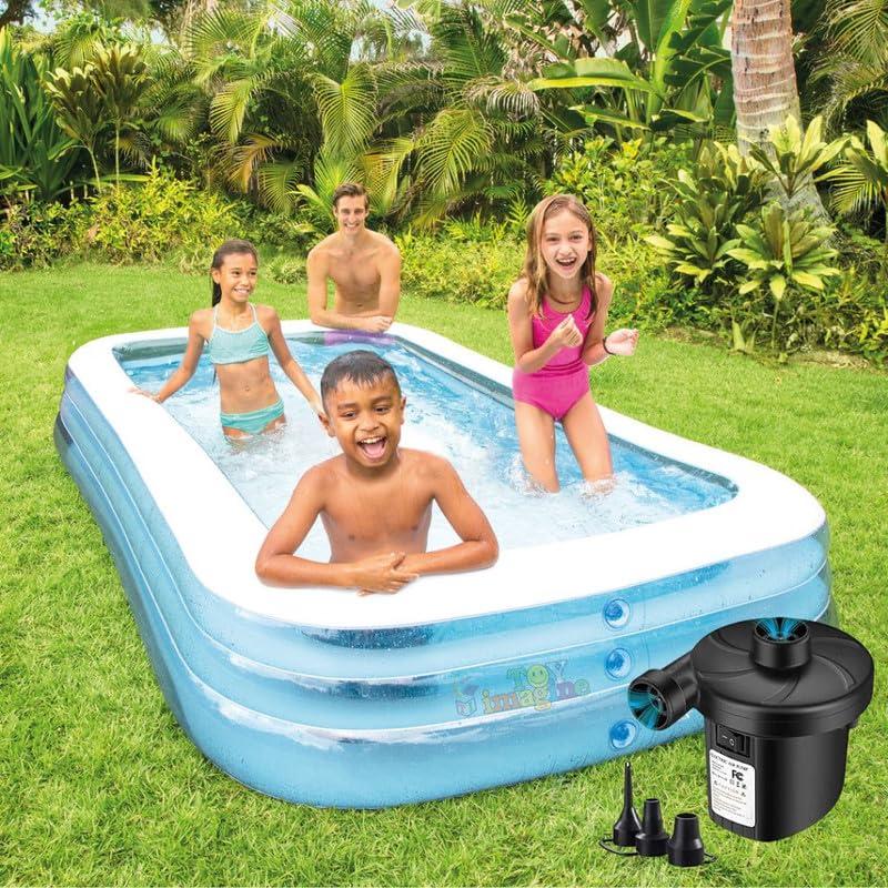 10ft Swimming Pool for Adults Big Size With Electric Pump | Inflatable Family Bath Tub for Adult and Kids