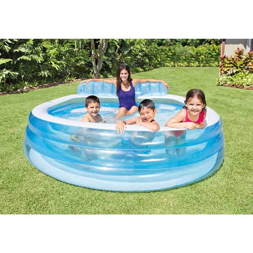 FAMILY LOUNGE LARGE PADDLING POOL WITH PUMP Inflatable Swimming Pool  (Multicolor)