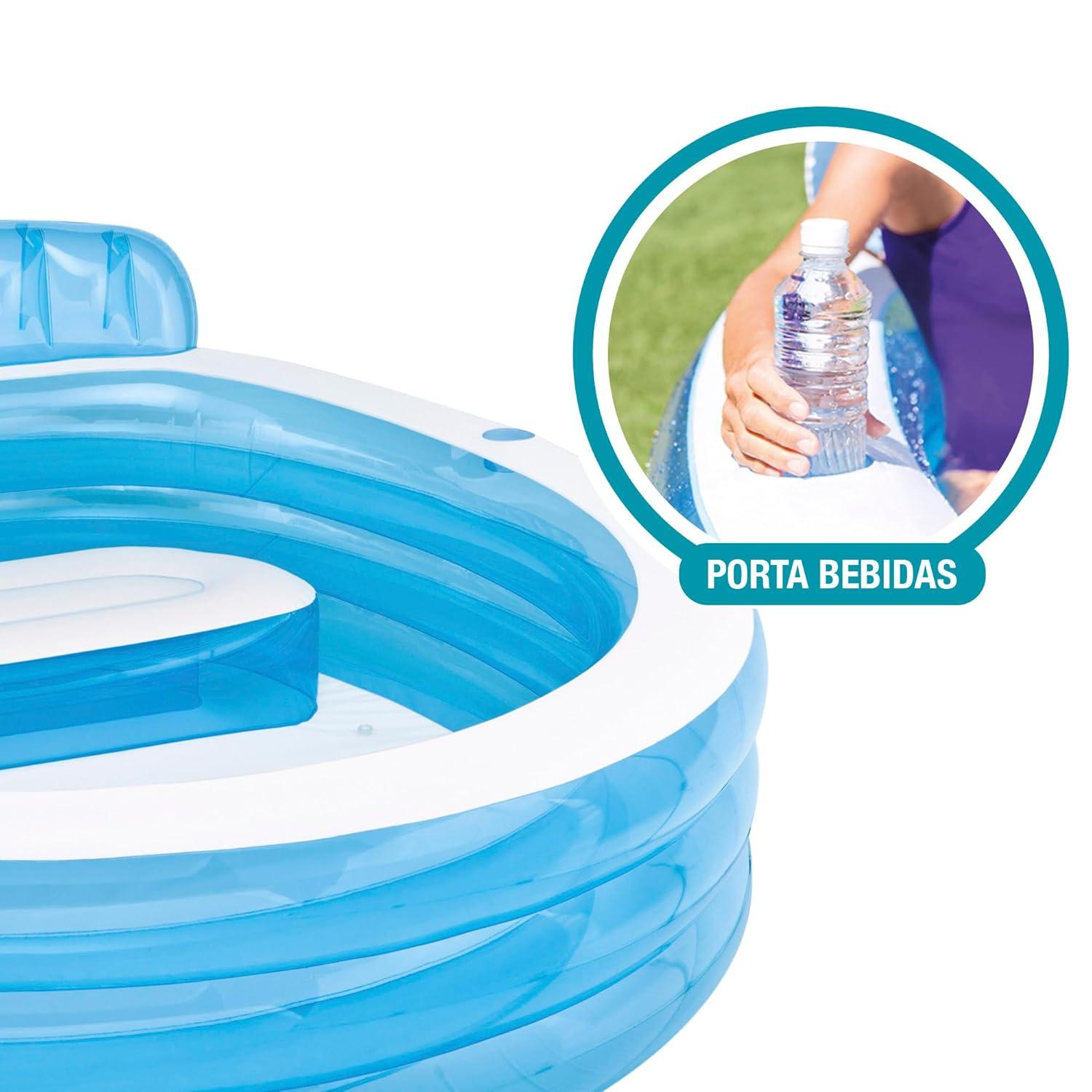 FAMILY LOUNGE LARGE PADDLING POOL WITH PUMP Inflatable Swimming Pool  (Multicolor)