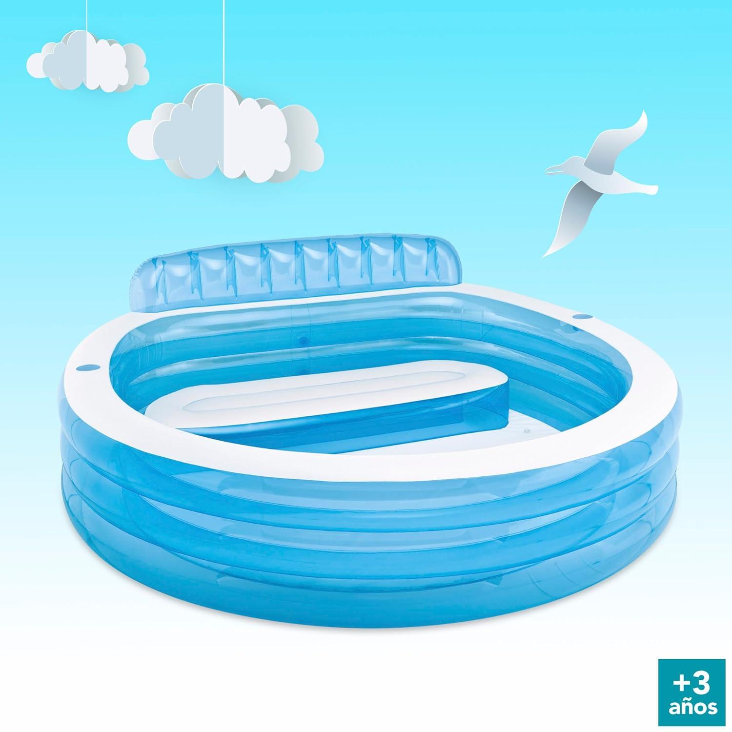FAMILY LOUNGE LARGE PADDLING POOL WITH PUMP Inflatable Swimming Pool  (Multicolor)