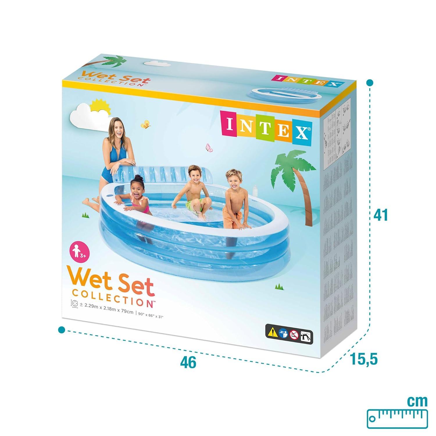FAMILY LOUNGE LARGE PADDLING POOL WITH PUMP Inflatable Swimming Pool  (Multicolor)