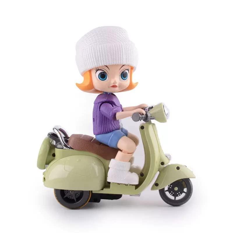 Stunt Scooter Girl Bump & Go 360 Degree Rotttating Spot Stunt Scooter Dancing Motorcycle Toy with Flashing Light & Sound Musical Bicycle Toys for Kids