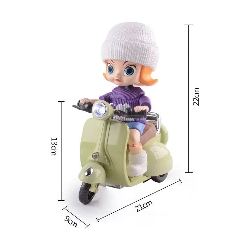 Stunt Scooter Girl Bump & Go 360 Degree Rotttating Spot Stunt Scooter Dancing Motorcycle Toy with Flashing Light & Sound Musical Bicycle Toys for Kids