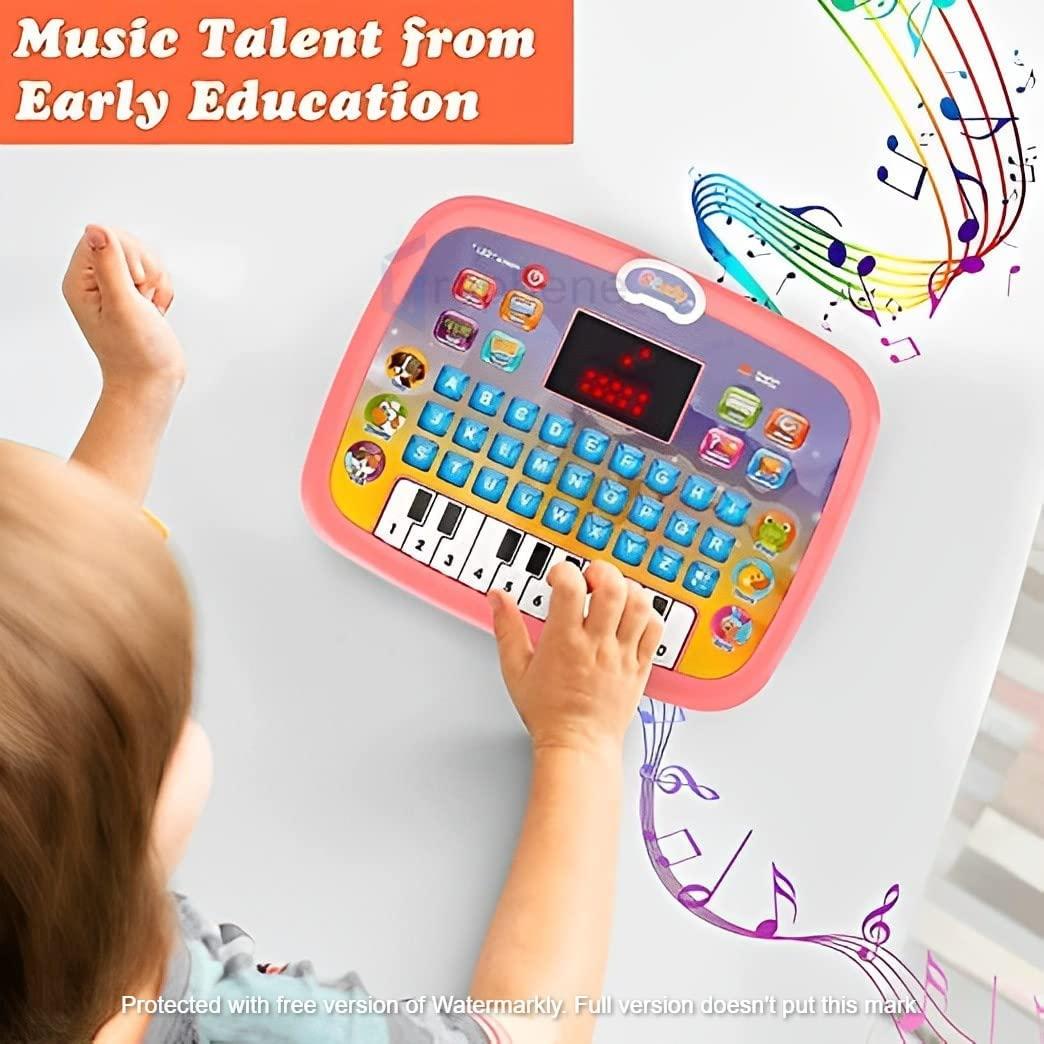 Kids LED Screen Educational Computer Toy with Music & Lights for Early Learning | Toy Computer with Piano for ABC & 123 Learning | 26 English Words | Kids Game Laptop Plastic-Multicolour