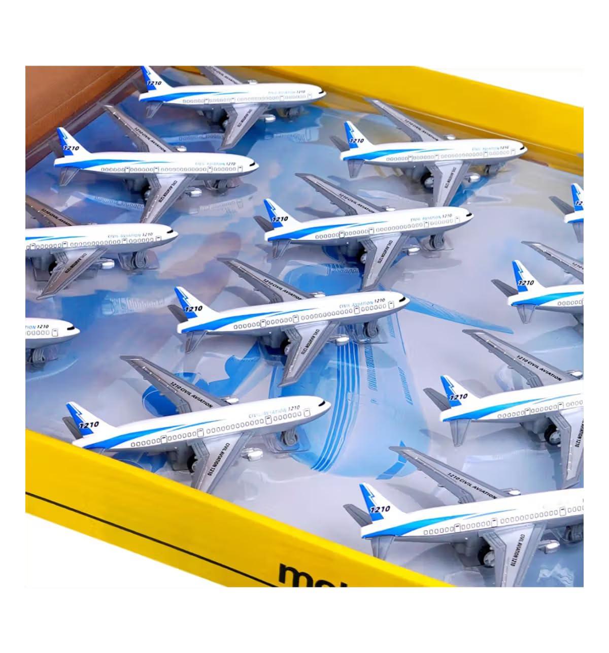 Airplane Miniature Diecast Aircraft Model Toy for Kids & Collectors | Durable, Realistic Design, Compact Size - Pac Of 12pcs