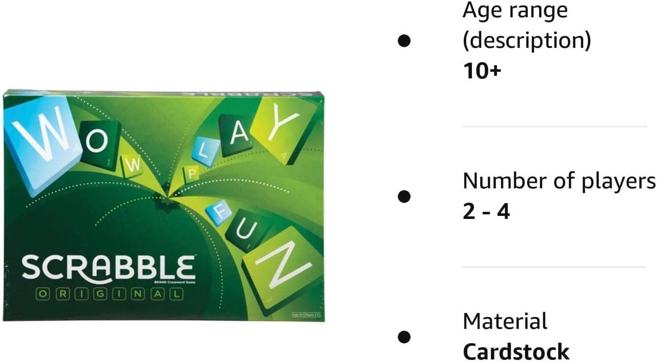 Scrabble Board Game | Classic Word & Letter Game for Kids & Adults | Educational Family Game for 2-4 Players (Multicolour, Pack of 1)