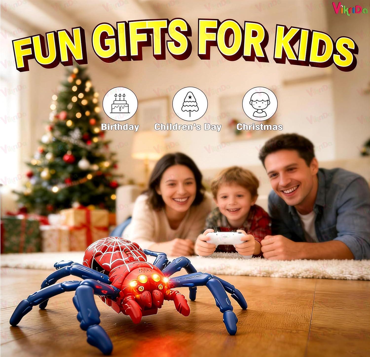 Wall Climbing Spider RC Toy with Remote Control, Rechargeable Creepy Crawler Climbs Walls & Ceilings