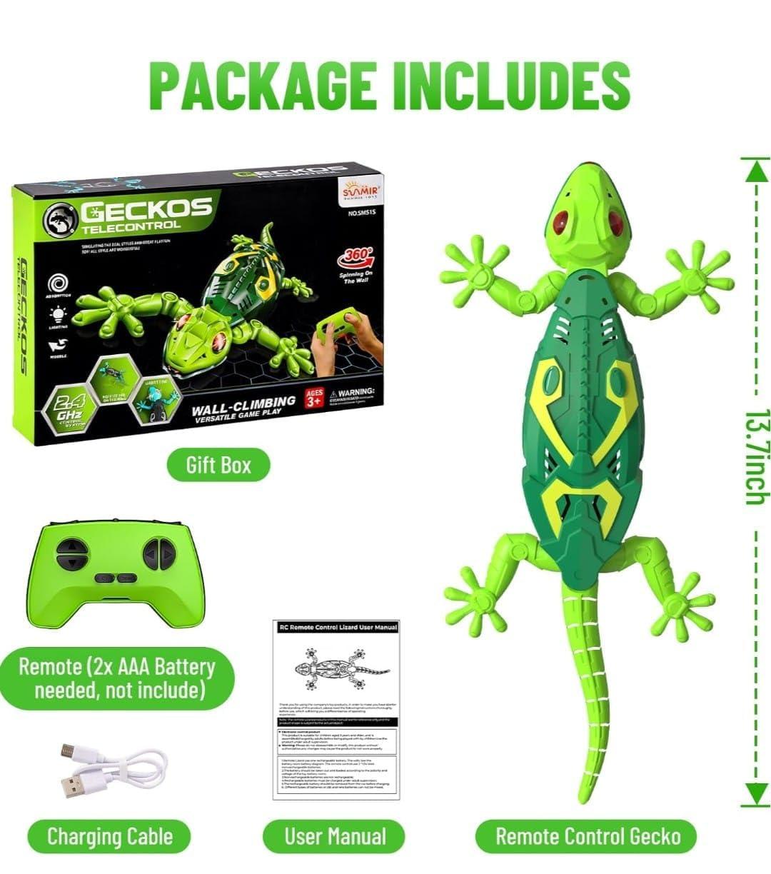 Rechargeable Remote Control Robot Lizard | 360° Rotation, Low Noise, LED Lights | Fun Wall Crawler Prank Toy for Kids Ages 4+