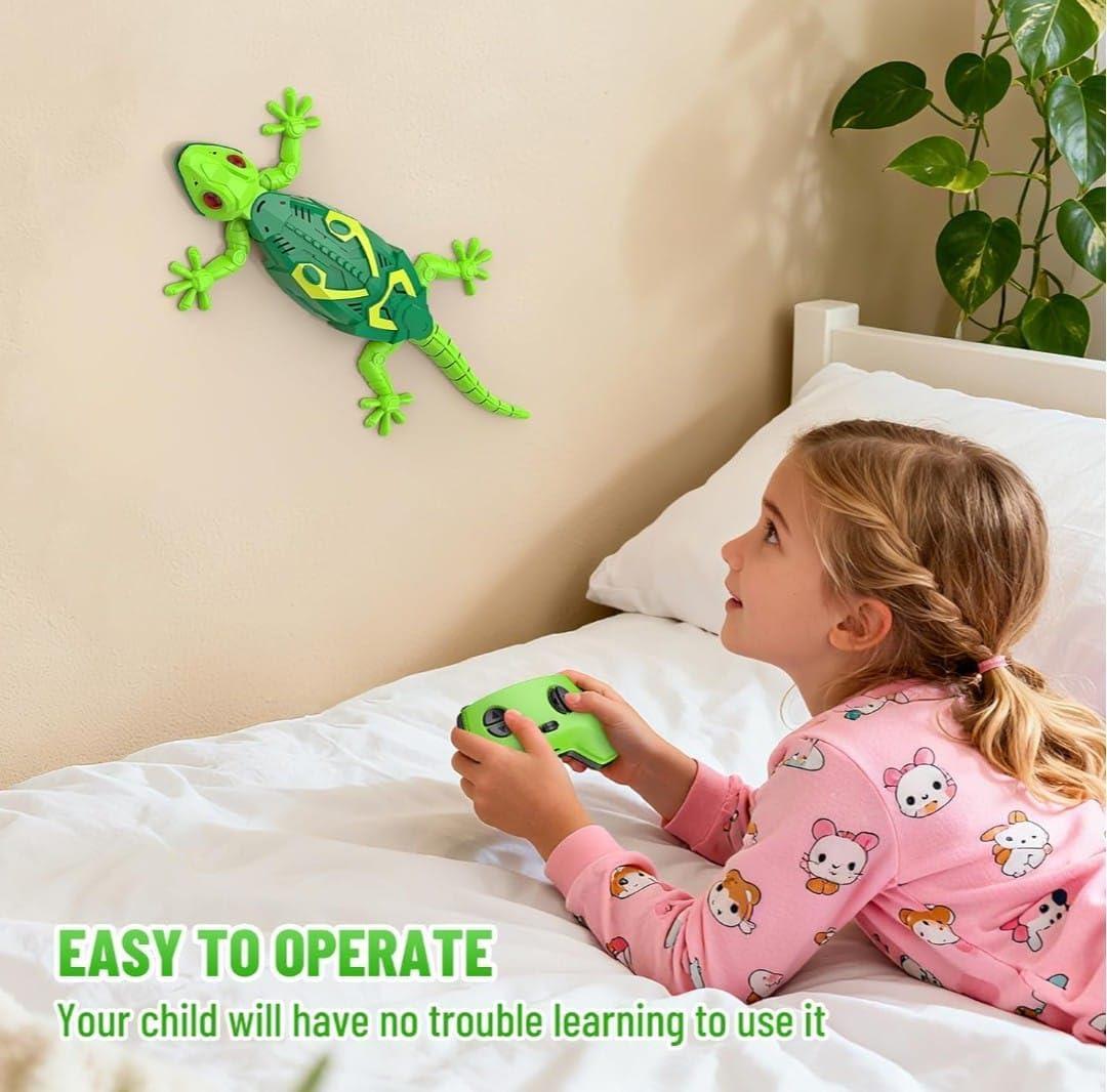 Rechargeable Remote Control Robot Lizard | 360° Rotation, Low Noise, LED Lights | Fun Wall Crawler Prank Toy for Kids Ages 4+
